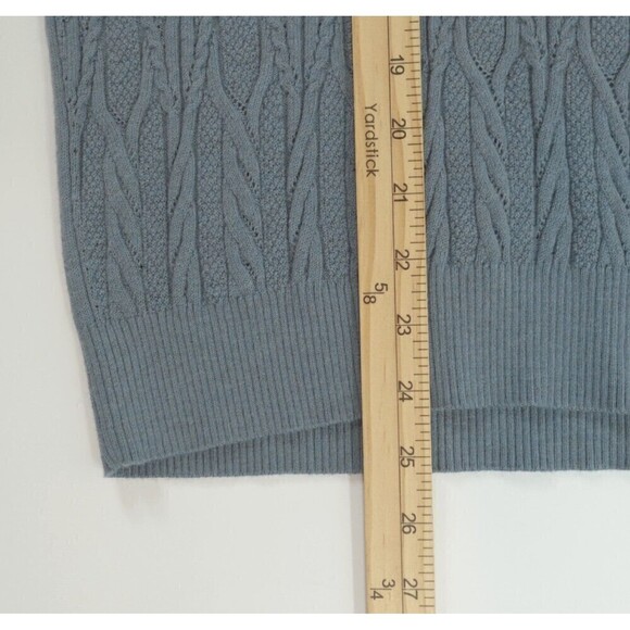 E3 by Etcetera Sweater Womens XS Blue Cable Knit Wool-Blend V-Neck - Picture 13 of 14